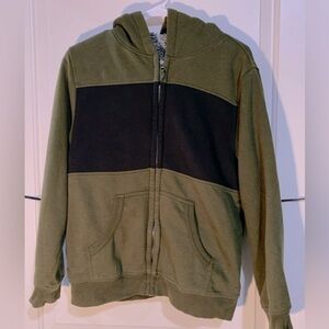 Wonder Nation, XL 14-16 Zip Up Jacket, Green with Black, Sherpa Lined, in EUC.